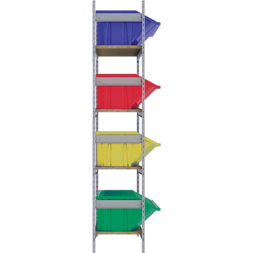 Wide Span Shelving with Jumbo Plastic Bins, Steel, Boltless, 800 lbs. Capacity, 66" W x 72" H x 18" D Equipment World