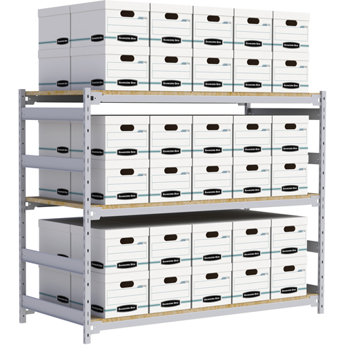 Wide Span Record Storage Shelving, Steel, 3 Shelves, 72" W x 32" D x 60" H Equipment World