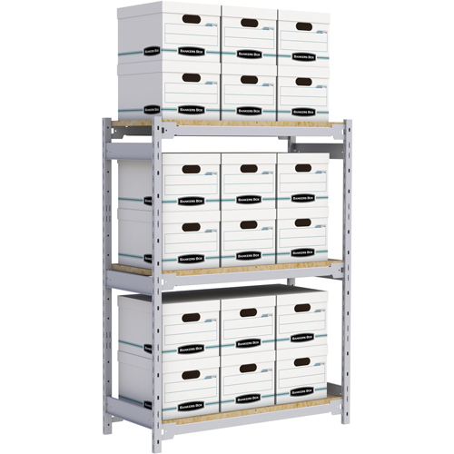 Wide Span Record Storage Shelving, Steel, 3 Shelves, 42" W x 18" D x 60" H Equipment World