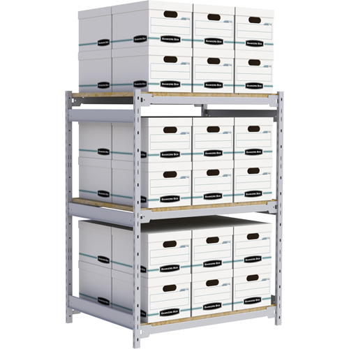 Wide Span Record Storage Shelving, Steel, 3 Shelves, 42" W x 32" D x 60" H Equipment World