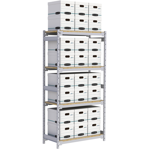 Wide Span Record Storage Shelving, Steel, 4 Shelves, 42" W x 18" D x 84" H Equipment World