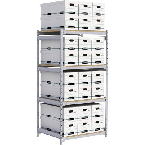 Wide Span Record Storage Shelving, Steel, 4 Shelves, 42" W x 32" D x 84" H Equipment World