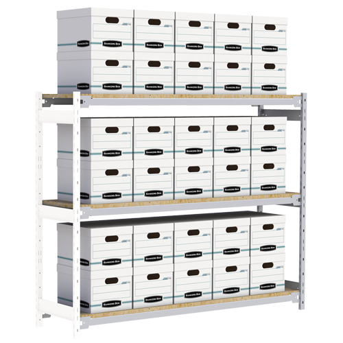 Wide Span Record Storage Shelving, Steel, 3 Shelves, 72" W x 18" D x 60" H, Add-On Kit Equipment World
