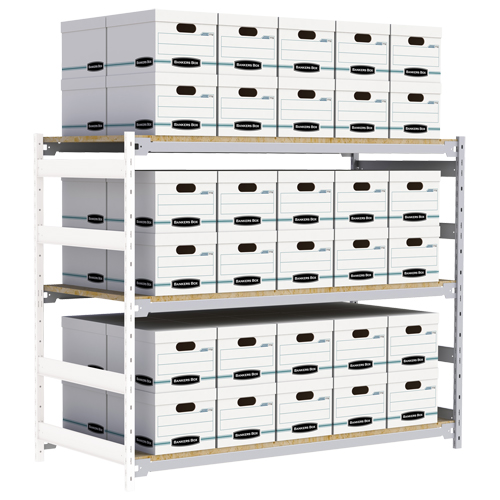 Wide Span Record Storage Shelving, Steel, 3 Shelves, 72" W x 32" D x 60" H, Add-On Kit Equipment World