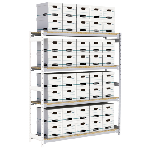 Wide Span Record Storage Shelving, Steel, 4 Shelves, 72" W x 18" D x 84" H, Add-On Kit Equipment World
