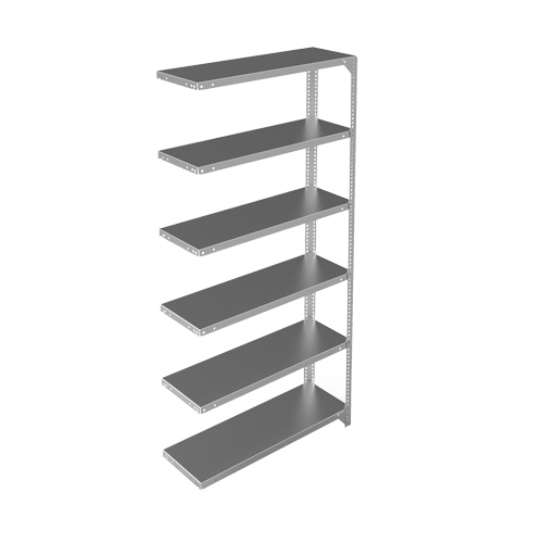 Shelving Unit, Galvanized Steel, Slotted Angle, 400 lbs. Capacity, 36" W x 72" H x 12" D Equipment World