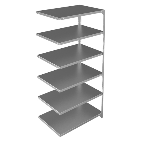 Shelving Unit, Galvanized Steel, Slotted Angle, 400 lbs. Capacity, 36" W x 72" H x 24" D Equipment World