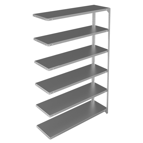 Shelving Unit, Galvanized Steel, Slotted Angle, 300 lbs. Capacity, 48" W x 72" H x 15" D Equipment World