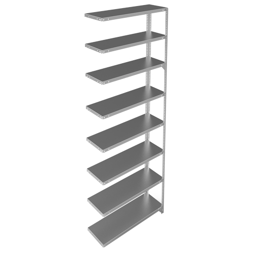 Shelving Unit, Galvanized Steel, Slotted Angle, 400 lbs. Capacity, 36" W x 96" H x 12" D Equipment World