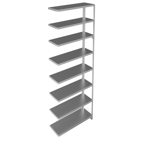Shelving Unit, Galvanized Steel, Slotted Angle, 400 lbs. Capacity, 36" W x 96" H x 15" D Equipment World