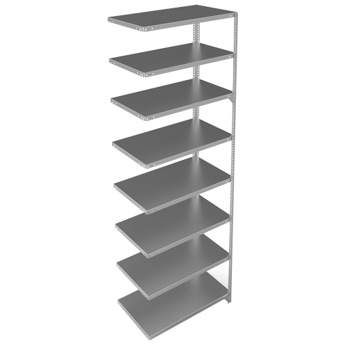 Shelving Unit, Galvanized Steel, Slotted Angle, 400 lbs. Capacity, 36" W x 96" H x 18" D Equipment World
