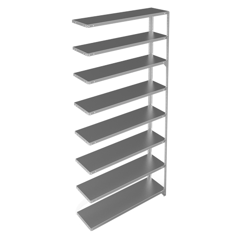 Shelving Unit, Galvanized Steel, Slotted Angle, 300 lbs. Capacity, 48" W x 96" H x 12" D Equipment World