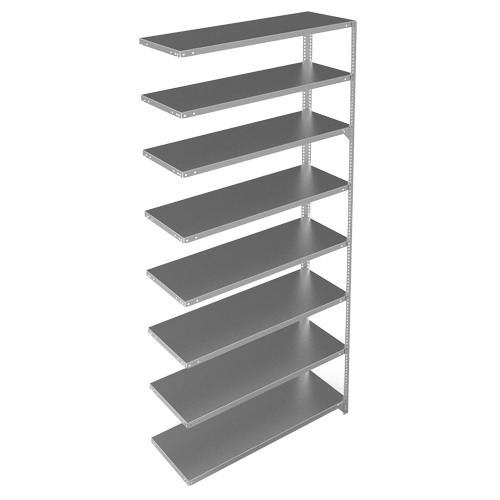 Shelving Unit, Galvanized Steel, Slotted Angle, 300 lbs. Capacity, 48" W x 96" H x 15" D Equipment World