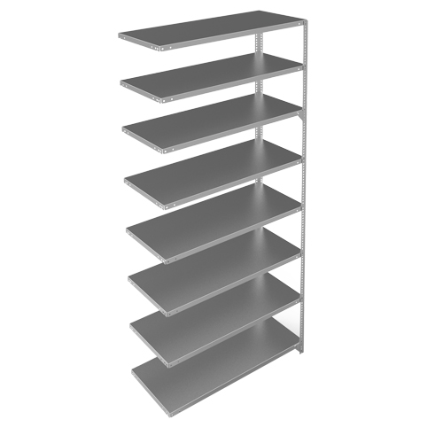 Shelving Unit, Galvanized Steel, Slotted Angle, 275 lbs. Capacity, 48" W x 96" H x 18" D Equipment World