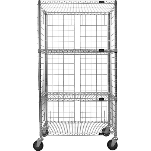 Enclosed Wire Shelf Cart, Chrome Plated, 36" x 69" x 24", 800 lbs. Capacity Equipment World