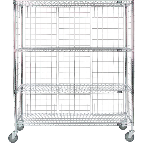 Enclosed Wire Shelf Cart, Chrome Plated, 60" x 69" x 24", 800 lbs. Capacity Equipment World