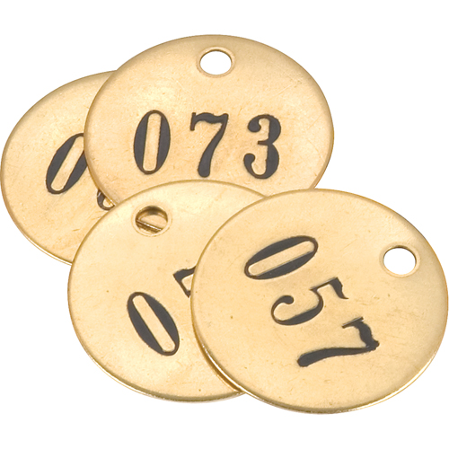 Numbered Tags, # 151-175, Brass, 1" dia Equipment World