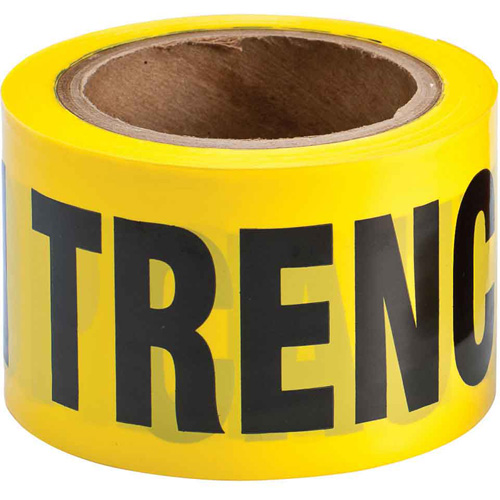 Barricade Tape, English, 3" W x 200' L, 3 mils, Black on Yellow Equipment World