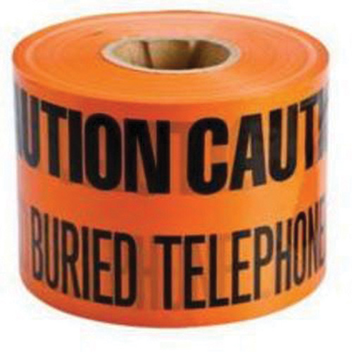 "Buried Telephone Line" Identoline&reg; Underground Warning Tape, 6" W x 1000' L, Black on Orange Equipment World