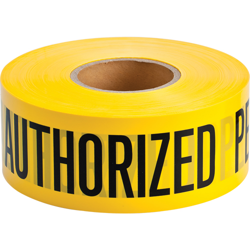Barricade Tape, English, 3" W x 1000' L, 2 mils, Black on Yellow Equipment World