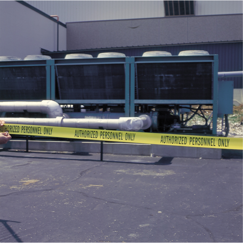 Barricade Tape, English, 3" W x 1000' L, 2 mils, Black on Yellow Equipment World