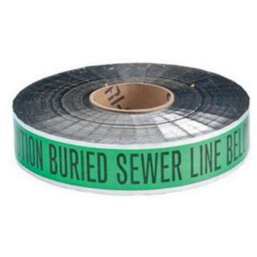 "Sewer Line" Identoline&reg; Underground Warning Tape, 2" W x 1000' L, Black on Green Equipment World