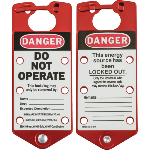 Labeled Lockout Hasp, Red Equipment World