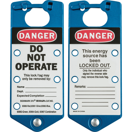 Labeled Lockout Hasps, Blue Equipment World
