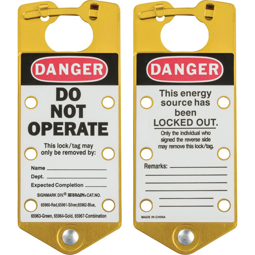 Labeled Lockout Hasps, Yellow Equipment World