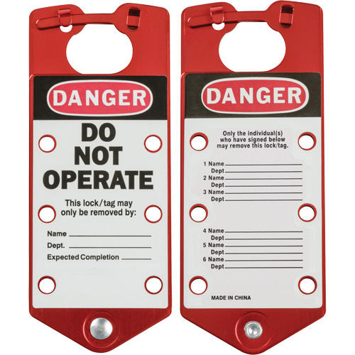 Labeled Lockout Hasps, Red Equipment World