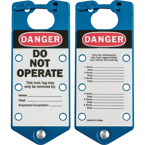 Labeled Lockout Hasps, Blue Equipment World