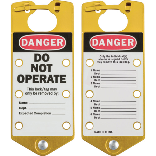 Labeled Lockout Hasps, Yellow Equipment World