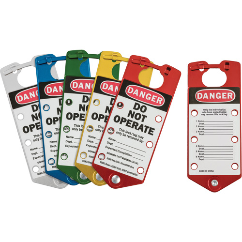 Labeled Lockout Hasps, Blue/Green/Red/Silver/Yellow Equipment World
