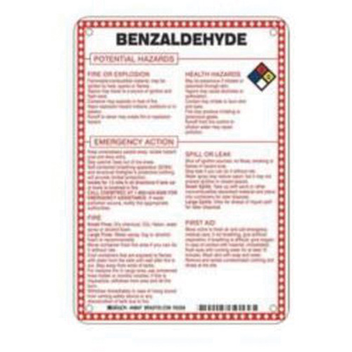 "Benzaldehyde Potential Hazards" Sign, 10" x 7", Fiberglass, English with Pictogram Equipment World