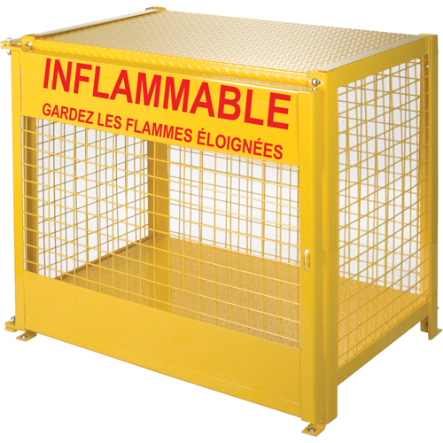 Gas Cylinder Cabinets, 6 Cylinder Capacity, 44" W x 30" D x 37" H, Yellow Equipment World