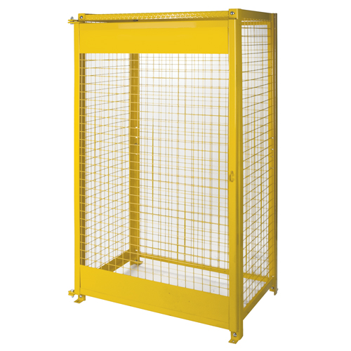Gas Cylinder Cabinets, 10 Cylinder Capacity, 44" W x 30" D x 74" H, Yellow Equipment World