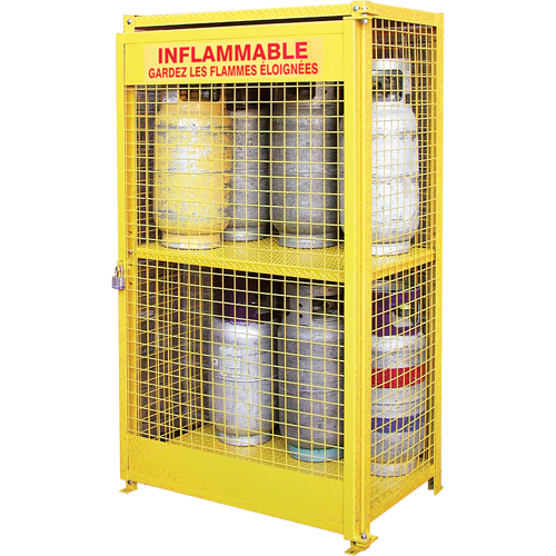 Armoires pour cylindres &agrave; gaz, nbre de bouteilles: 12, 44" , 30" , 74" , Jaune Equipment World