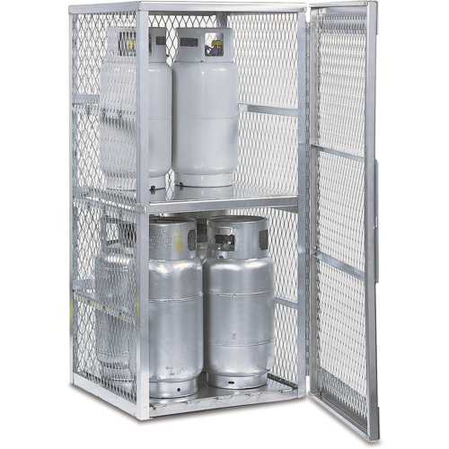 Aluminum LPG Cylinder Locker Storage, 8 Cylinder Capacity, 30" W x 32" D x 65" H, Silver Equipment World