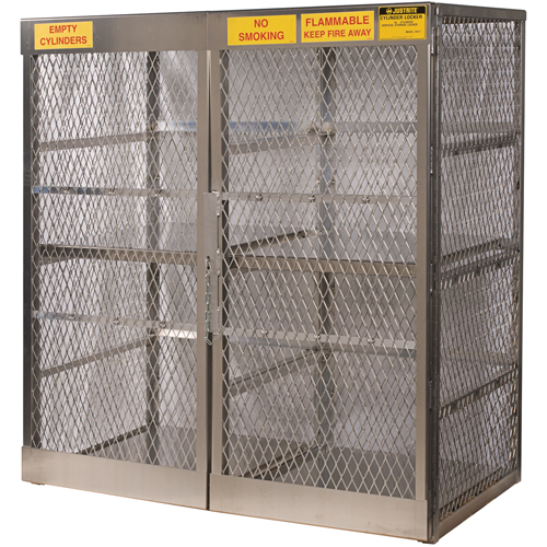 Aluminum LPG Cylinder Locker Storage, 16 Cylinder Capacity, 60" W x 32" D x 65" H, Silver Equipment World