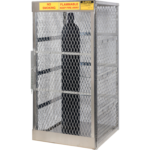 Aluminum LPG Cylinder Locker Storage, 10 Cylinder Capacity, 30" W x 32" D x 65" H, Silver Equipment World