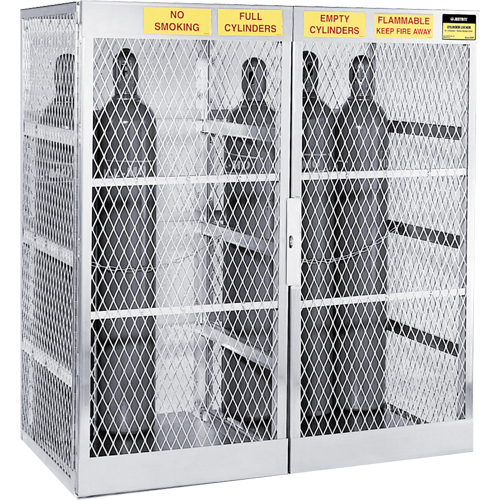 Aluminum LPG Cylinder Locker Storage, 20 Cylinder Capacity, 60" W x 32" D x 65" H, Silver Equipment World