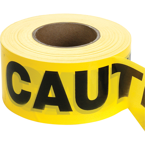 Barricade Tape, English, 3" W x 1000' L, 2 mils, Black on Yellow Equipment World
