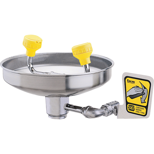 Douche oculaire avec t&ecirc;tes en polyac&eacute;tal, Installation Montage mural, Bol Acier inoxydable Equipment World