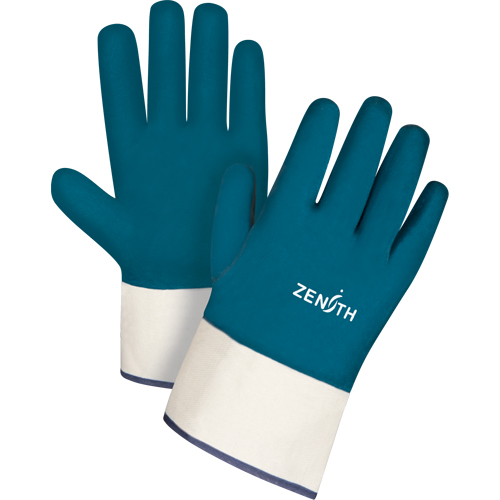 Heavyweight Safety Cuff Gloves, 11/2X-Large, Nitrile Coating, Cotton Shell Equipment World