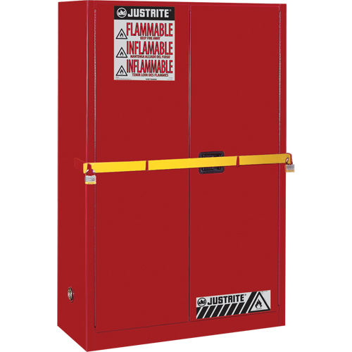 High Security Flammables Safety Cabinet with Steel Bar, 45 gal., 2 Shelves Equipment World