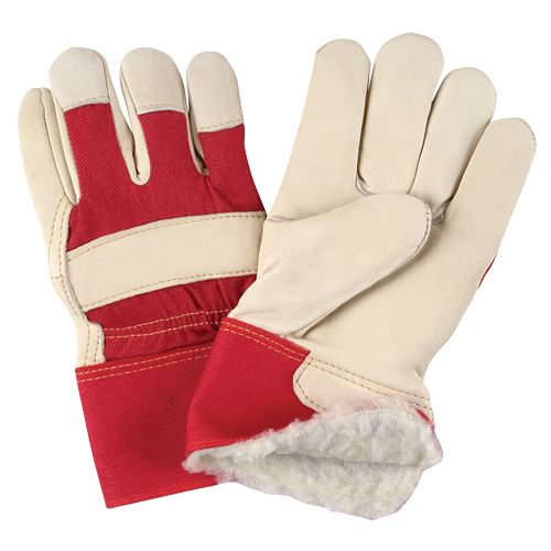 Red & White Premium Winter-Lined Fitters Gloves, 2X-Large, Grain Cowhide Palm, Boa Inner Lining Equipment World