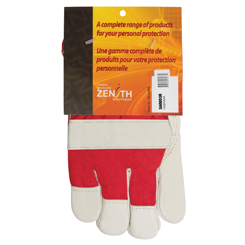 Red & White Premium Winter-Lined Fitters Gloves, Large, Grain Cowhide Palm, Boa Inner Lining Equipment World