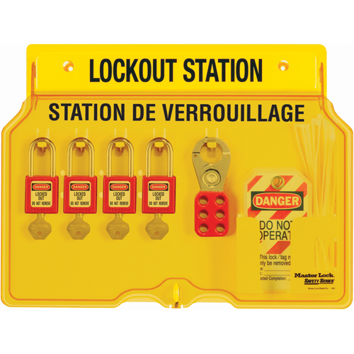 Lockout Station, Thermoplastic Padlocks, 4 Padlock Capacity, Padlocks Included Equipment World