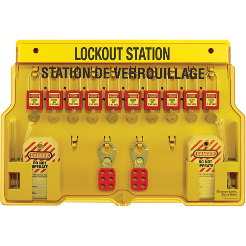 Lockout Stations, Thermoplastic Padlocks, 10 Padlock Capacity, Padlocks Included Equipment World