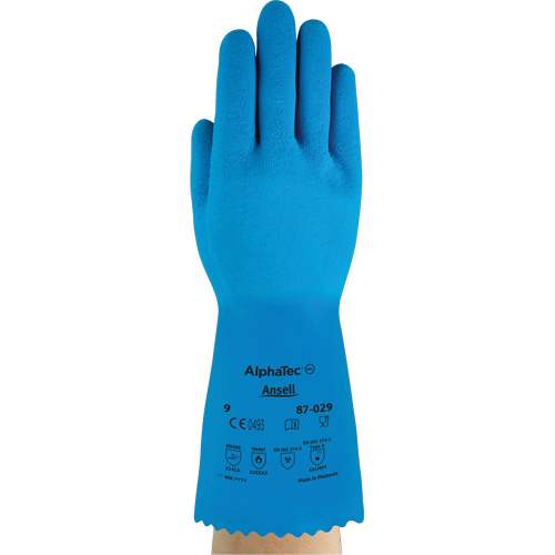 AlphaTec&reg; 87-029 Gloves, Size Medium/8, 12" L, Rubber Latex, Nylon Inner Lining, 50-mil Equipment World